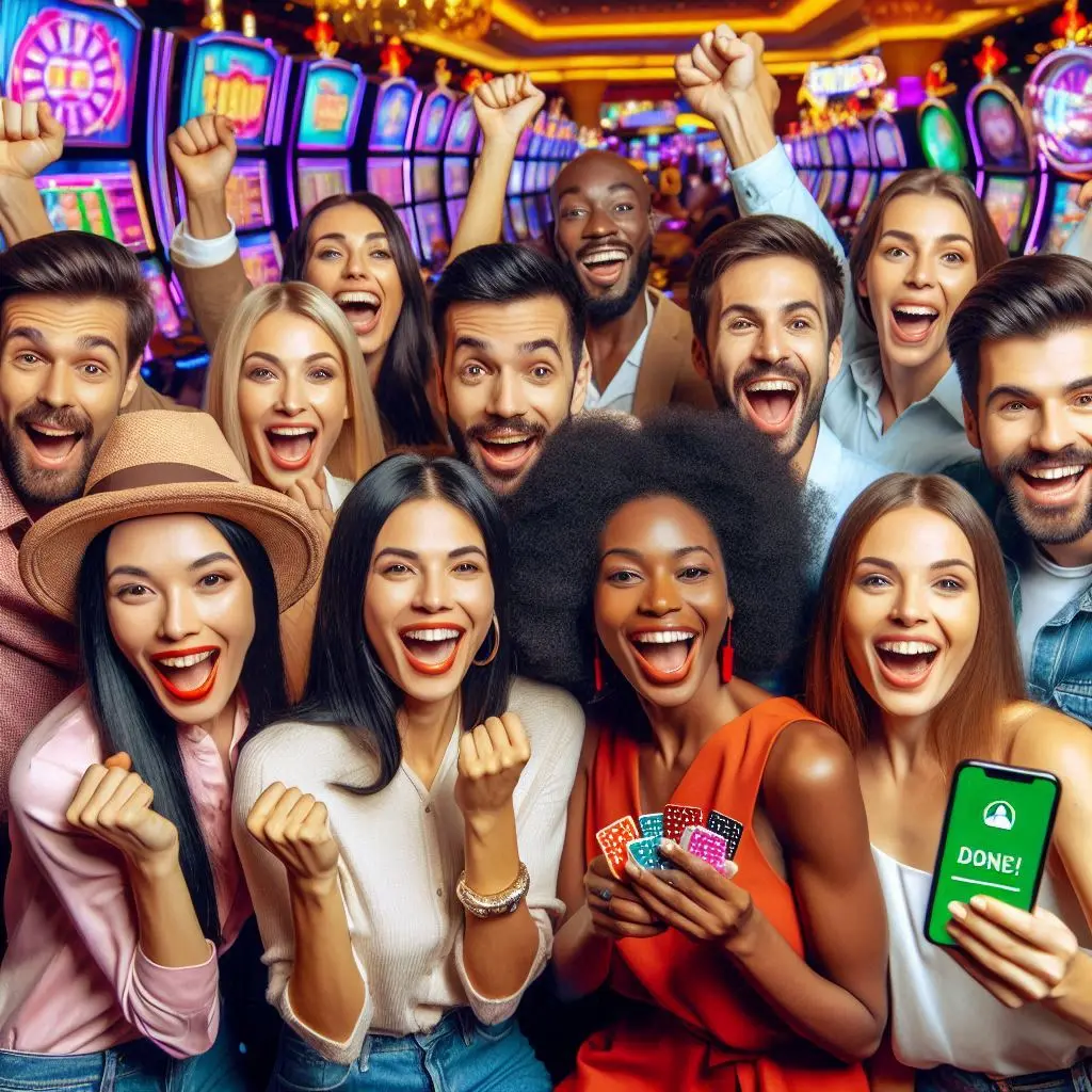 Tevreden mensen met telefoons in het UNIBET NL-casino